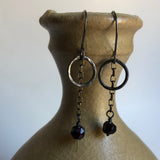 Hammered Hoop Earrings with Ant Hill Garnets