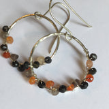 Orange and Black Quartz Hoop Earrings