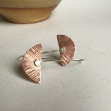 Textured Bronze Half Moon Earrings