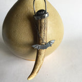 Deer Antler Necklace with Onyx and Bat