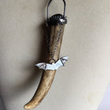 Deer Antler Necklace with Onyx and Bat