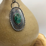 Chrysocolla Necklace with Stamped Border