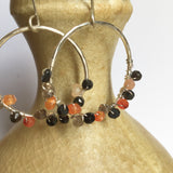 Orange and Black Quartz Hoop Earrings
