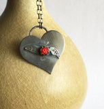 Heart with Rose and Leaves