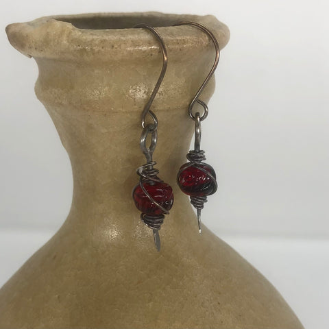 Red Glass Earrings
