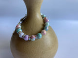 Unicorn Glass Bead Bracelet with Heart Clasp