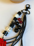 Rose and Skulls Purse Charm