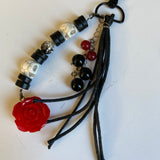 Rose and Skulls Purse Charm