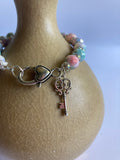 Unicorn Glass Bead Bracelet with Heart Clasp