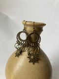 Antique Brass Sun Charm Earrings
