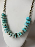 Dyed Magnesite and Antique Brass Necklace