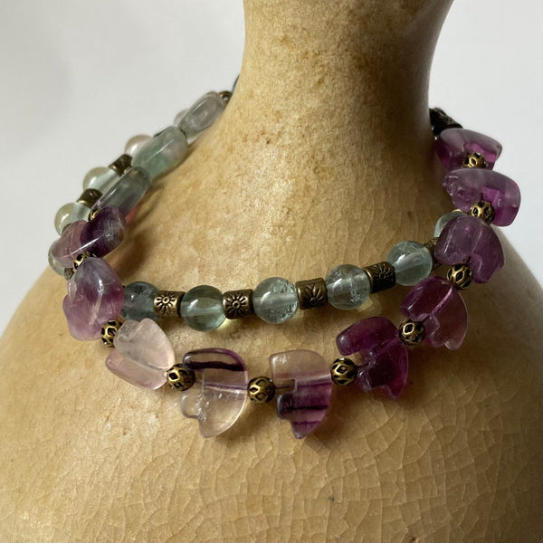 Fluorite Bear Bracelet - Double Strand
