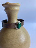 Malachite Cuff Bracelet - Bronze and Sterling Silver