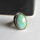 Kingman Turquoise Ring with 18K Gold Accent - Size 5 Ring