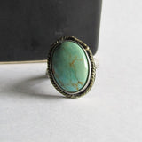 Kingman Turquoise Ring with 18K Gold Accent - Size 5 Ring