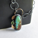 Kingman Turquoise Necklace with Peridot - Mixed Metals