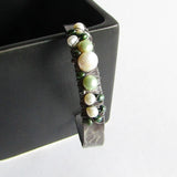 Pearl Wire Wrapped Cuff Bracelet - Green
