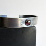 Garnet Hand Stamped Cuff Bracelet