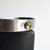 Citrine Hand Stamped Sterling Silver Cuff Bracelet