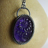 Purple Glass Floral Necklace
