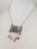 Reticulated Silver and Spinel Necklace