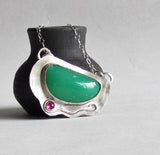 Chrysoprase and Lab Ruby Necklace
