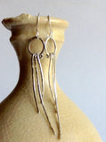 Hammered sterling silver dangle earrings