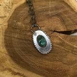 Chrysocolla Necklace with Stamped Border