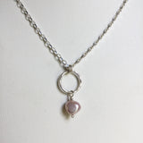 Pink Pearl Hoop Necklace