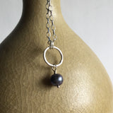 Black Pearl Hoop Necklace